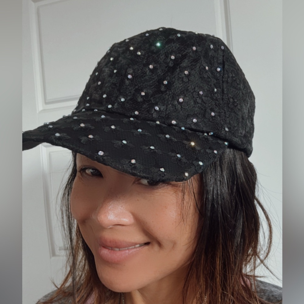 Boho Floral Rhinestone Mesh Breathable Baseball Cap